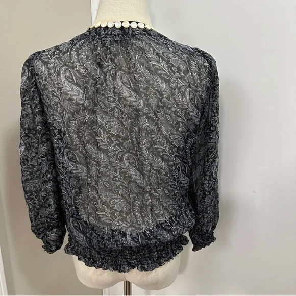 Zara Black and Gray Paisley Blouse - Picture 3 of 11